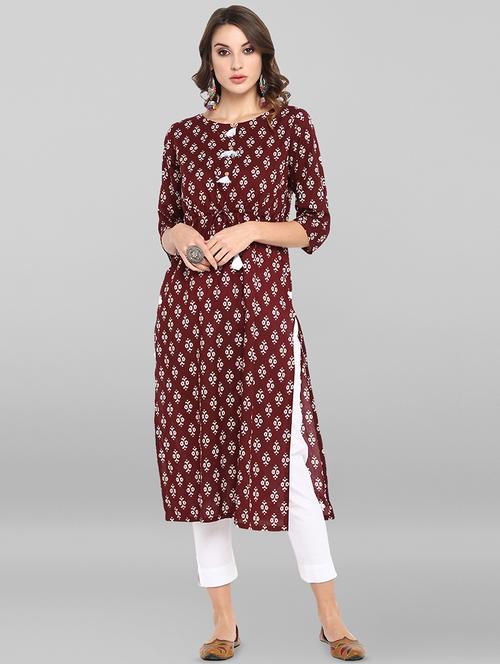 ikat print straight kurta - 16826135 - Standard Image - 1