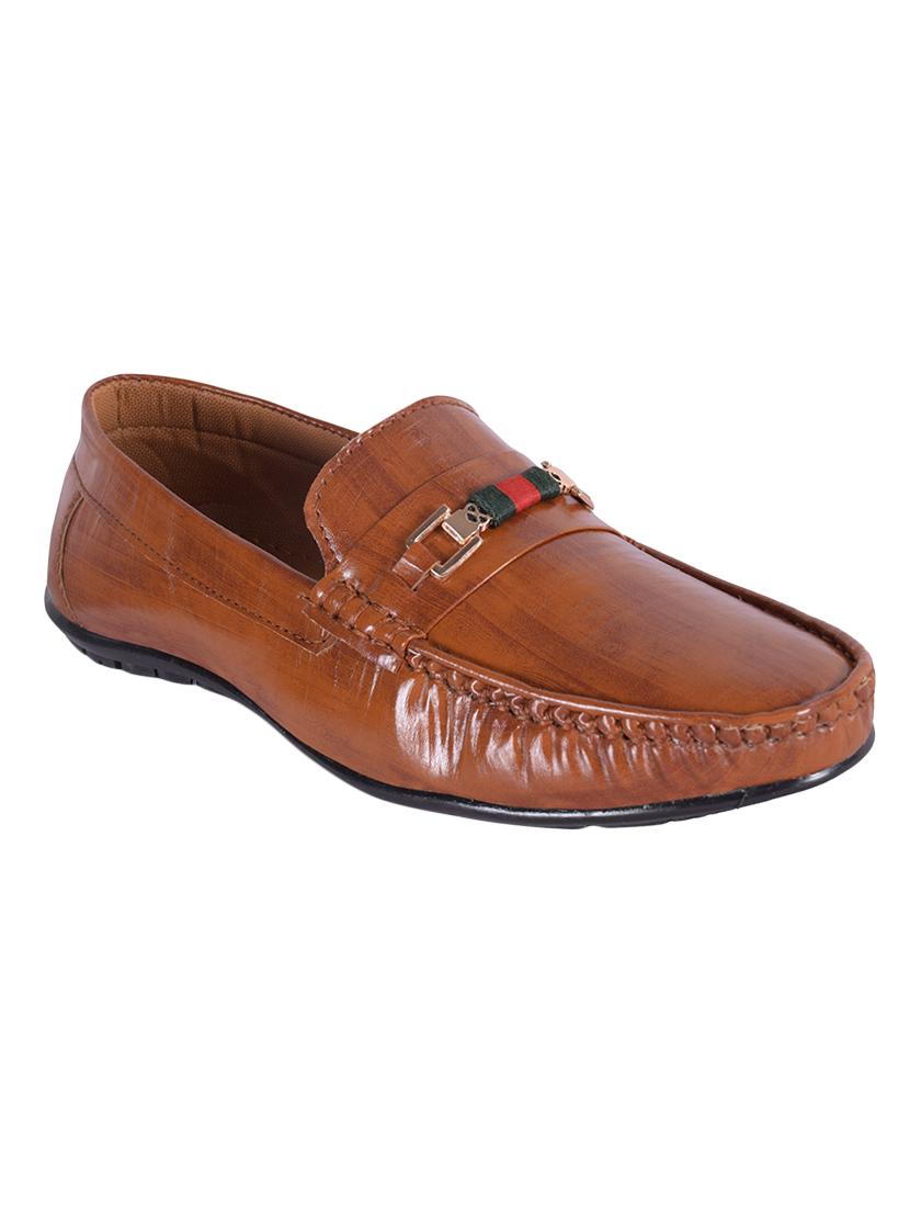 tan leatherette slip on loafers - 16826353 - Zoom Image - 1