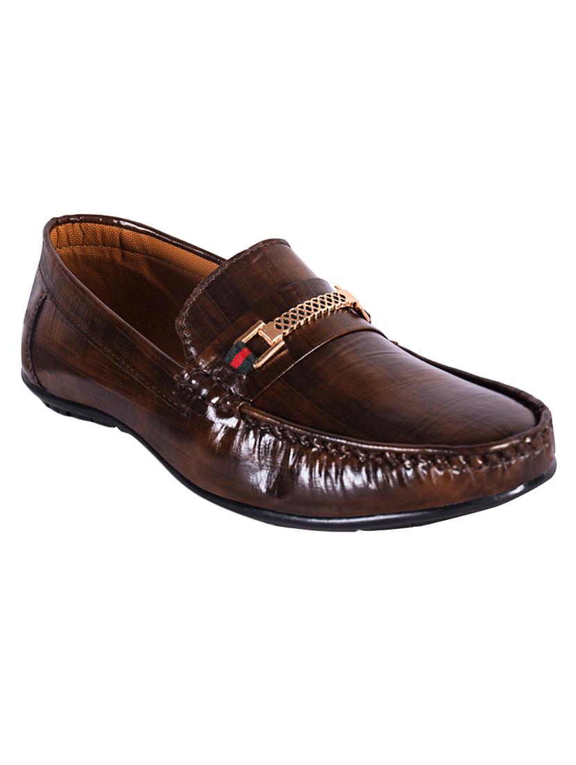 brown leatherette slip on loafers - 16826354 - Zoom Image - 1