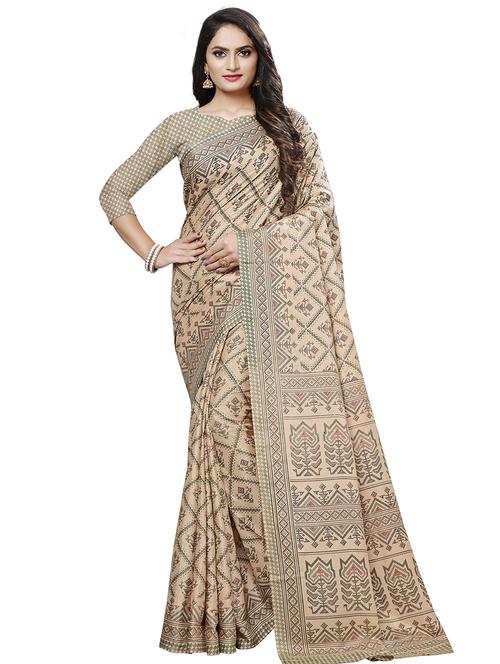 check printed saree with blouse - 16826462 - Standard Image - 1