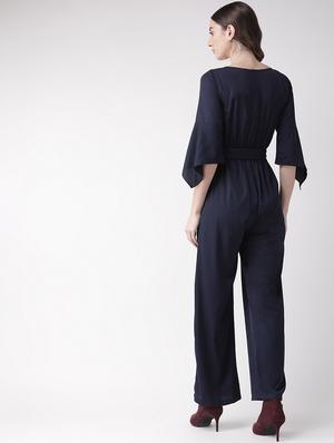 embroidered detail tie front jumpsuit - 16826853 - Standard Image - 3