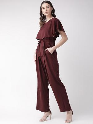 tie front cape sleeved full leg jumpsuit - 16826854 - Standard Image - 2
