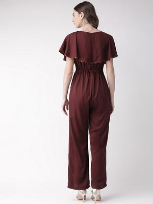 tie front cape sleeved full leg jumpsuit - 16826854 - Standard Image - 3