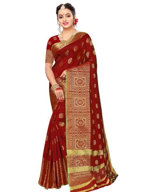 self design kanjivaram saree with blouse - 16827274 - Standard Image - 1