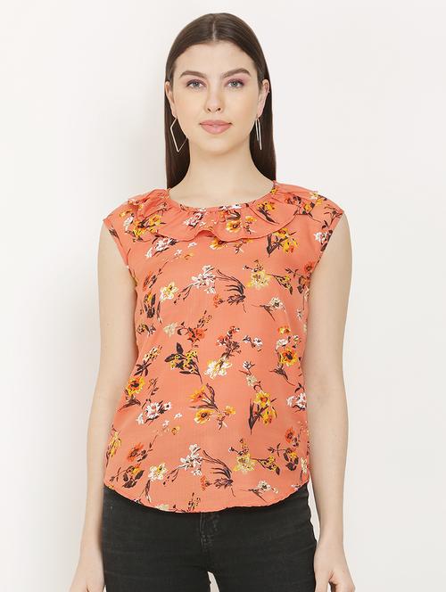 frill detail floral top - 16827496 - Standard Image - 1
