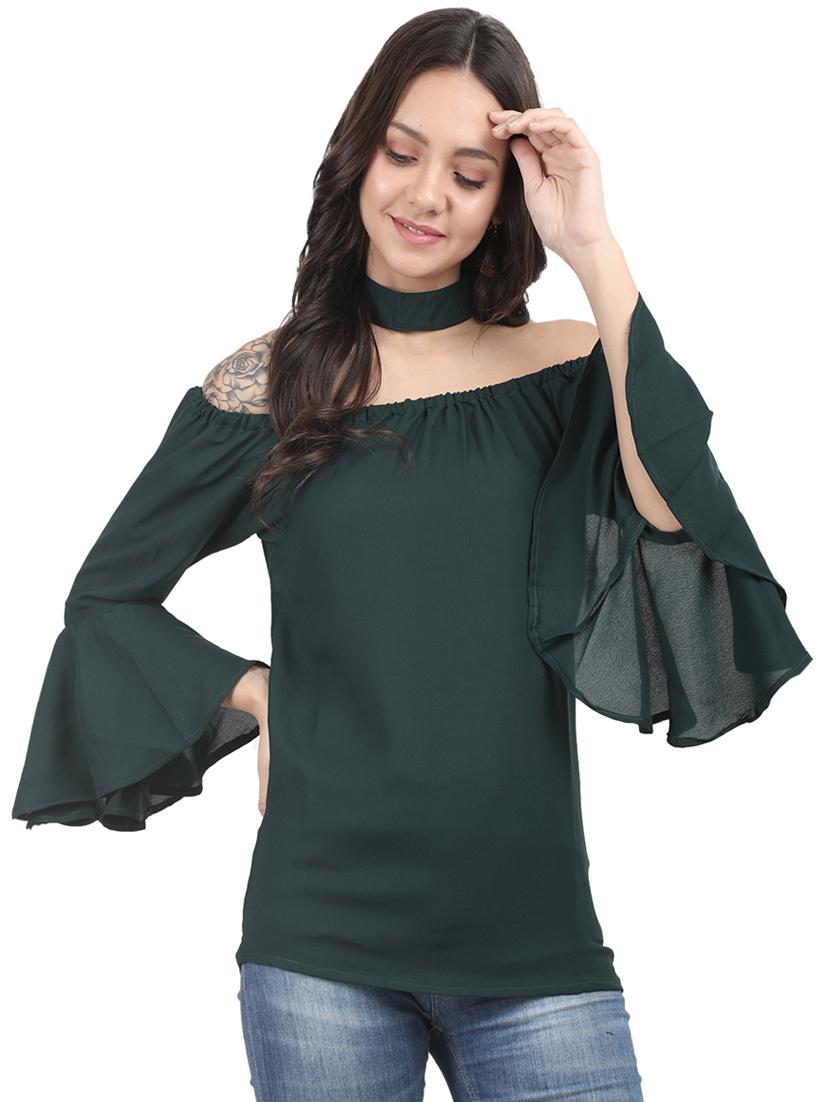 choker neck bell sleeved top - 16827538 - Zoom Image - 1