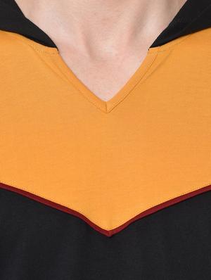 black color block hooded t-shirt - 16827598 - Standard Image - 4