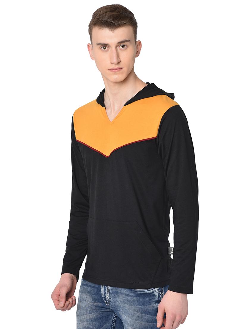 black color block hooded t-shirt - 16827598 - Zoom Image - 2