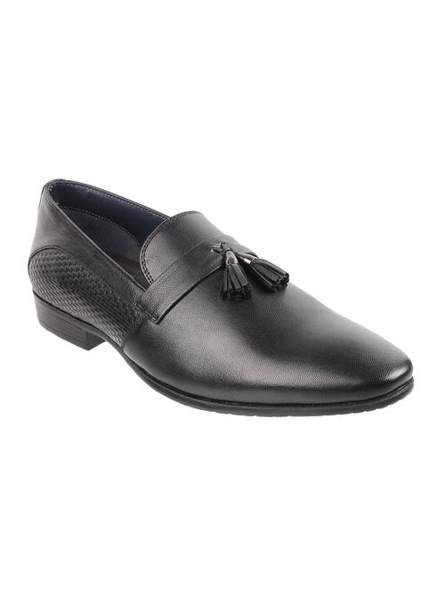 black leather tassel slip ons - 16828056 - Standard Image - 1