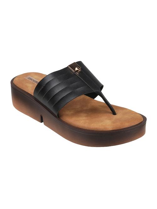 black t-strap sandals - 16828224 - Standard Image - 1