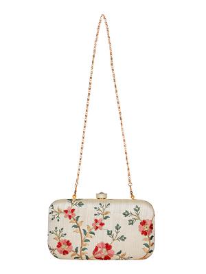 beige faux silk box clutch - 16828260 - Standard Image - 5