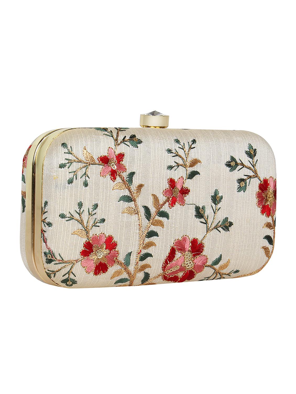 beige faux silk box clutch - 16828260 - Zoom Image - 4