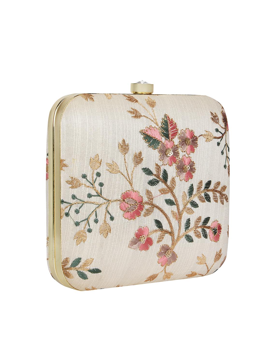 beige faux silk box clutch - 16828261 - Zoom Image - 4