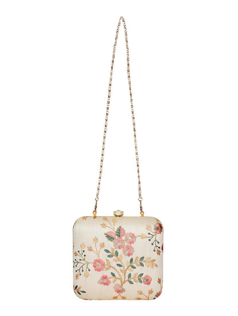 beige faux silk box clutch - 16828261 - Zoom Image - 5