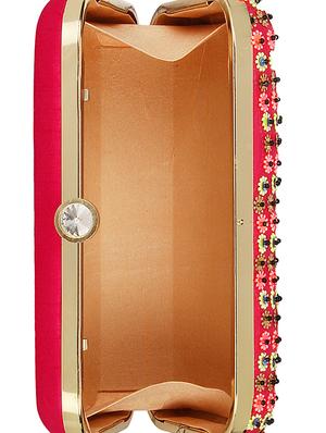 pink silk box clutch - 16828273 - Standard Image - 3