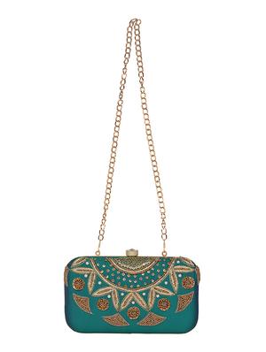 green silk box clutch - 16828280 - Standard Image - 5