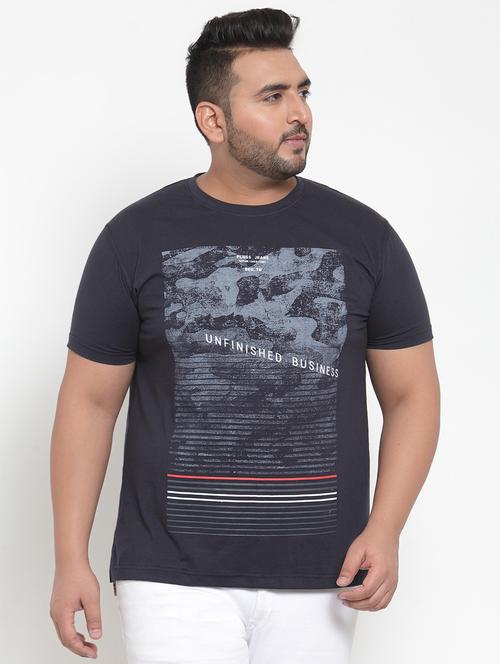 navy blue front printed t-shirt - 16828850 -  Standard Image - 0