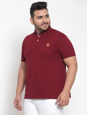 maroon solid polo t-shirt - 16828856 - Standard Image - 2