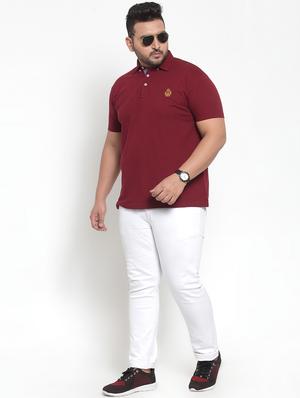 maroon solid polo t-shirt - 16828856 - Standard Image - 4
