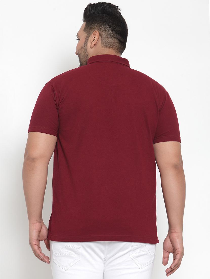 maroon solid polo t-shirt - 16828856 - Zoom Image - 3