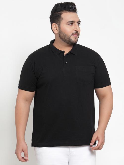 black solid polo t-shirt - 16828863 - Standard Image - 1