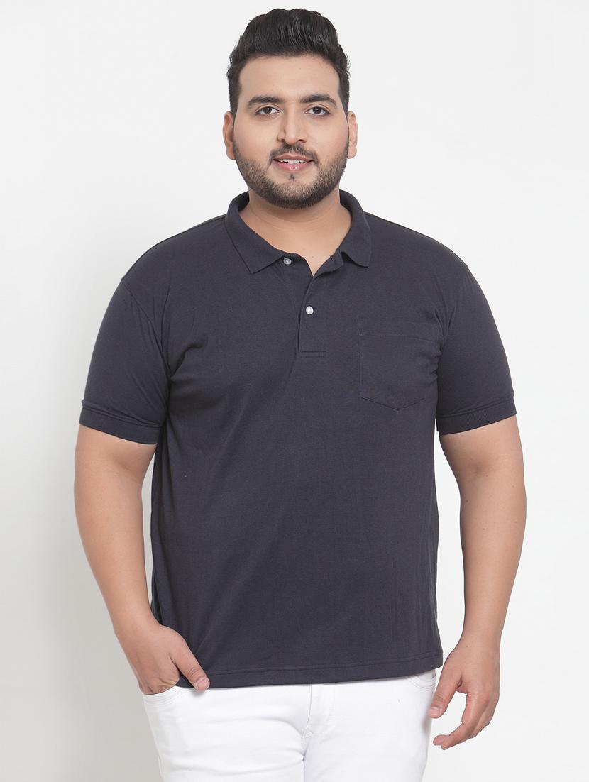 navy blue solid polo t-shirt - 16828865 - Zoom Image - 1