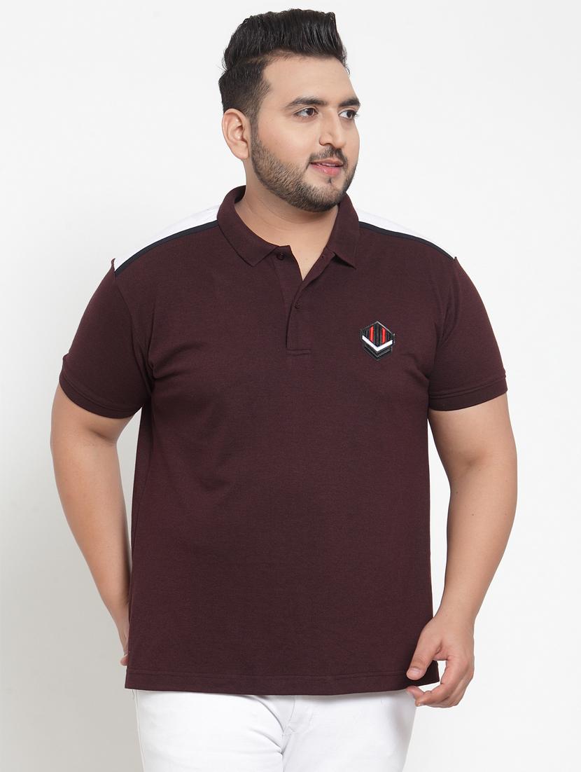 maroon printed polo t-shirt - 16828868 - Zoom Image - 1