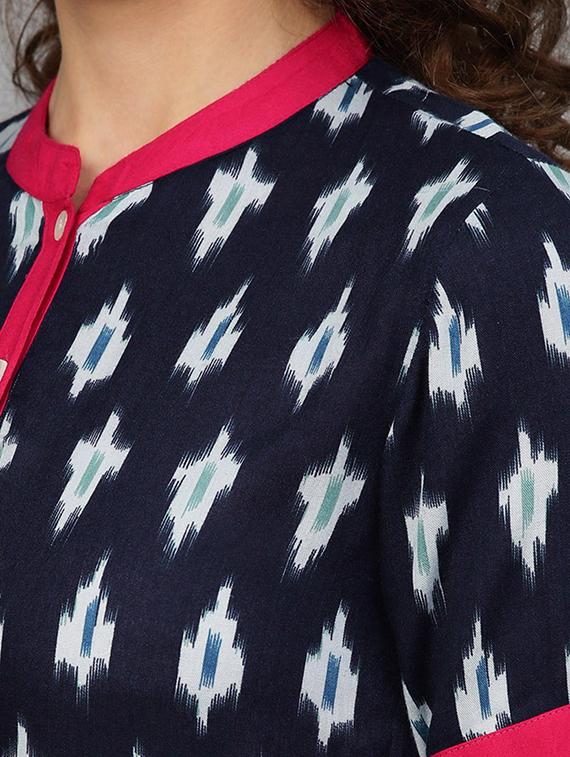 ikat print kurta palazzo set - 16829430 - Zoom Image - 4