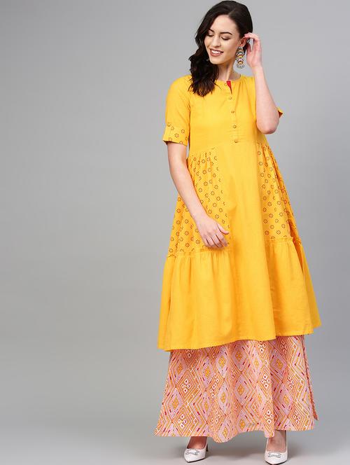 printed kurta skirt set - 16829439 - Standard Image - 1