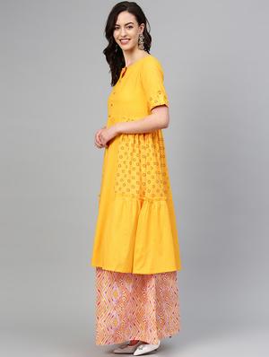printed kurta skirt set - 16829439 - Standard Image - 2
