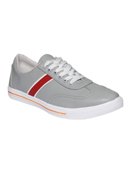 grey leatherette lace up sneakers - 16829492 - Standard Image - 1