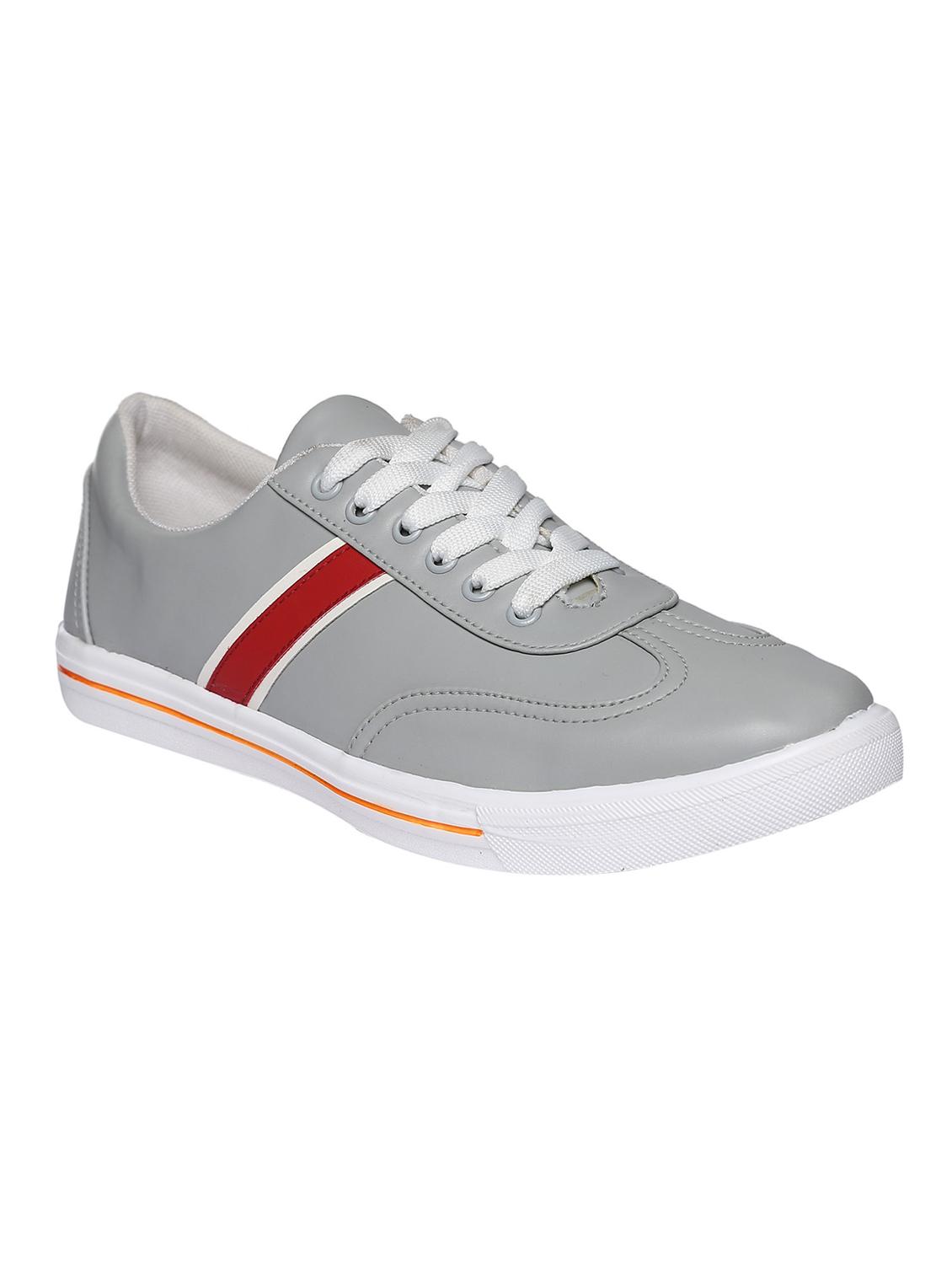 grey leatherette lace up sneakers - 16829492 - Zoom Image - 1