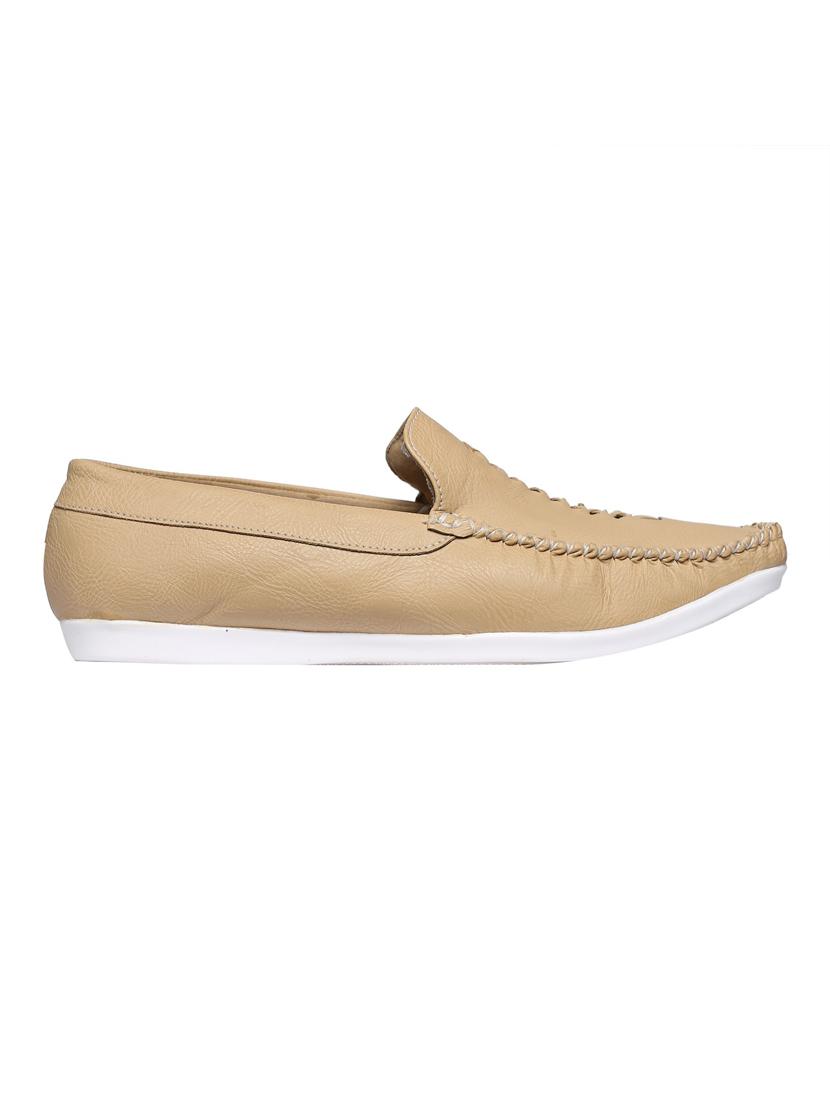 beige leatherette slip on loafers - 16829503 - Zoom Image - 2