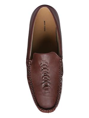 brown leatherette slip on loafers - 16829504 - Standard Image - 4