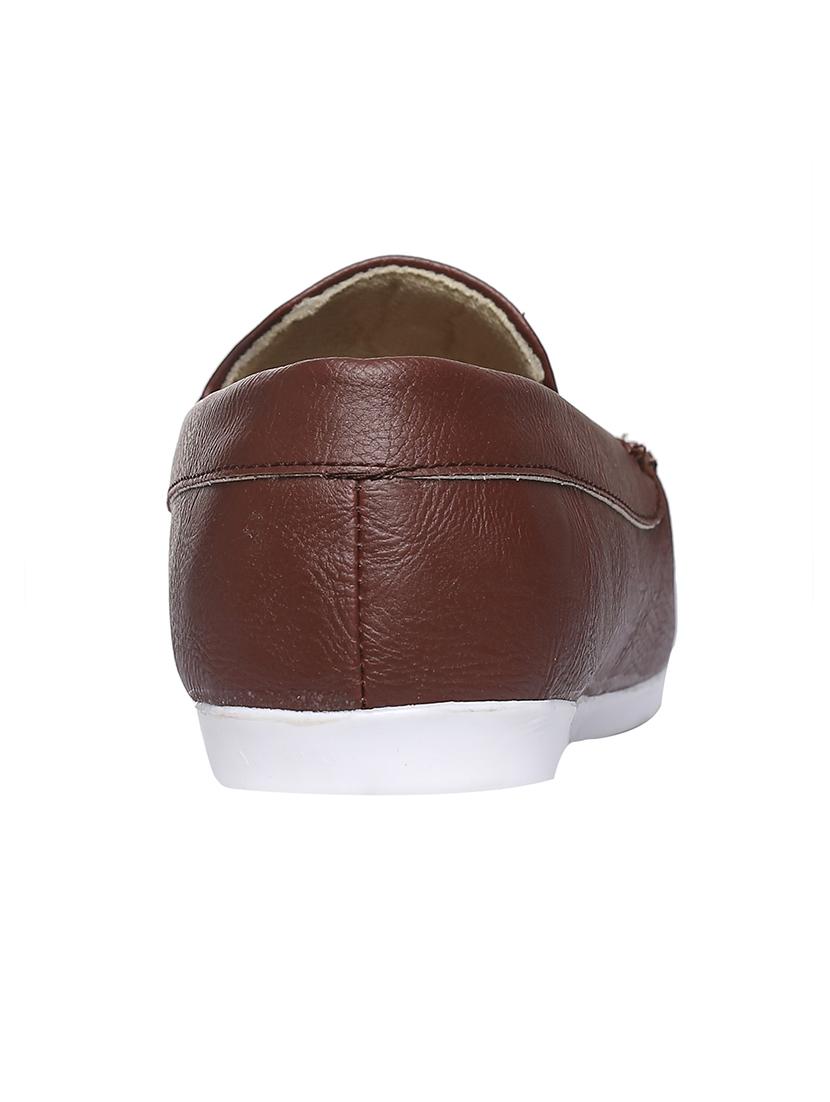 brown leatherette slip on loafers - 16829504 - Zoom Image - 3