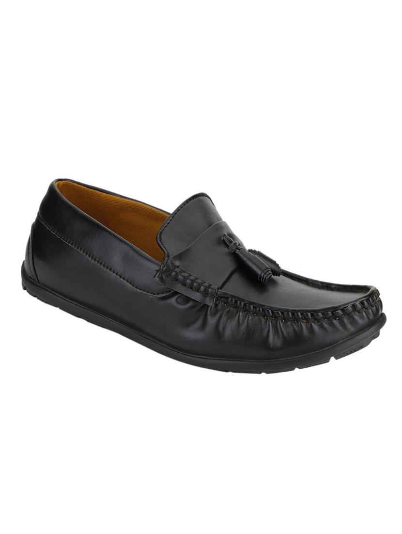 black leatherette slip on loafers - 16829509 - Zoom Image - 1
