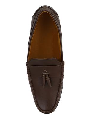 brown leatherette slip on loafers - 16829510 - Standard Image - 3