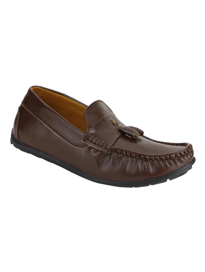 brown leatherette slip on loafers - 16829510 - Zoom Image - 1