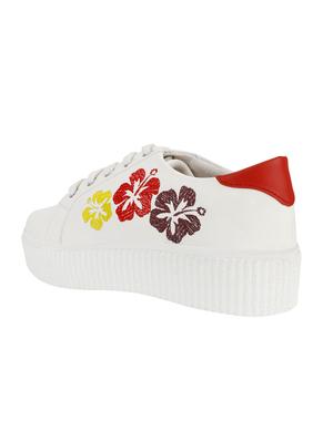white leatherette lace-up sneakers - 16829642 - Standard Image - 2
