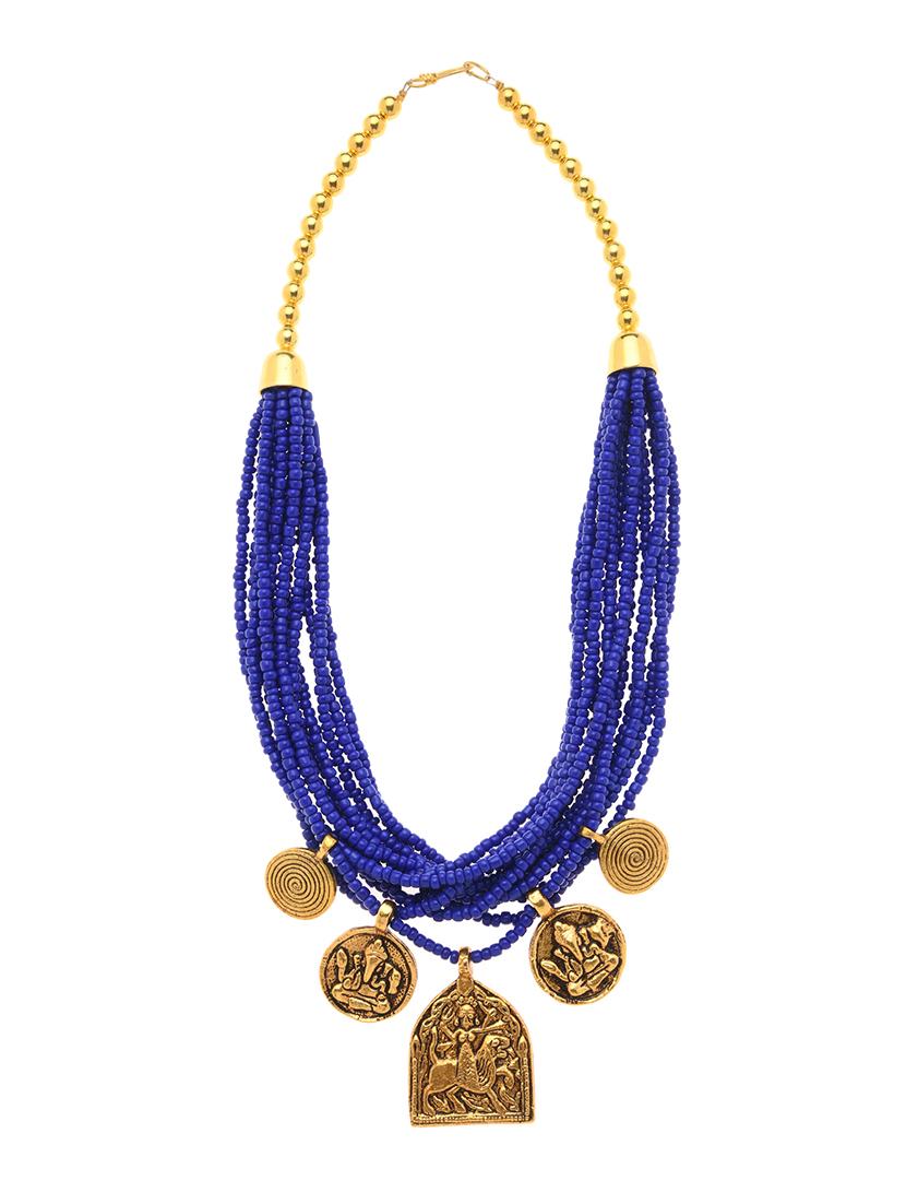 blue metal long necklace - 16829873 - Zoom Image - 2