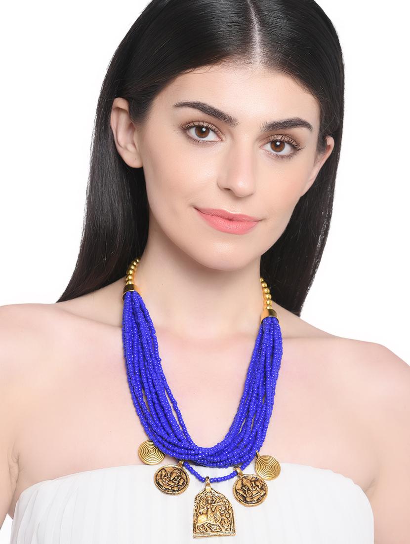 blue metal long necklace - 16829873 - Zoom Image - 3