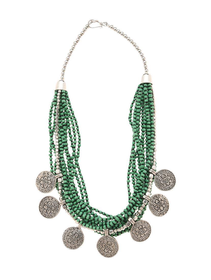 green metal long necklace - 16829875 - Zoom Image - 2