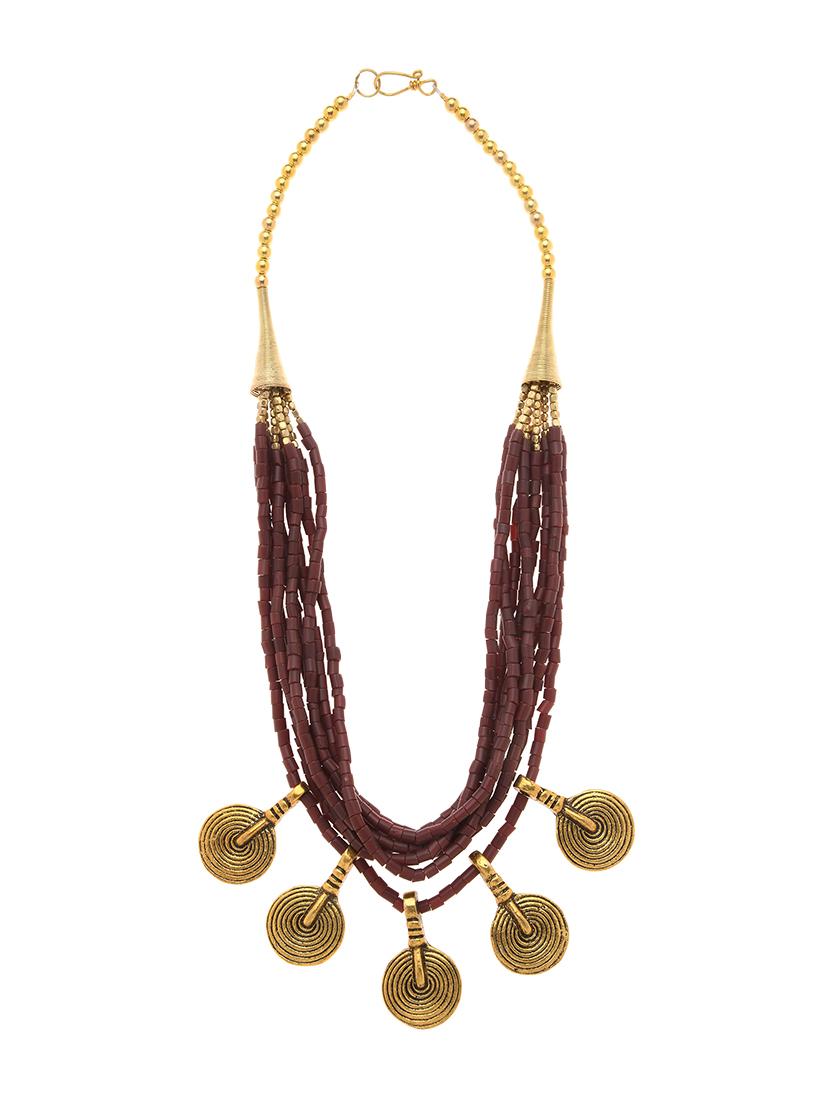 brown metal long necklace - 16829879 - Zoom Image - 2