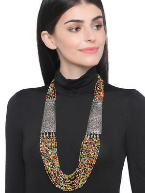 multi colored metal long necklace - 16829883 - Standard Image - 3