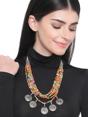 multi colored metal long necklace - 16829884 - Standard Image - 3