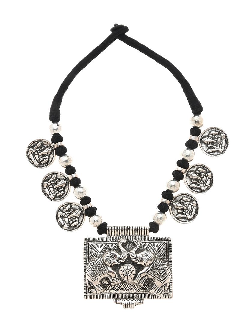 silver metal long necklace - 16829885 - Zoom Image - 2