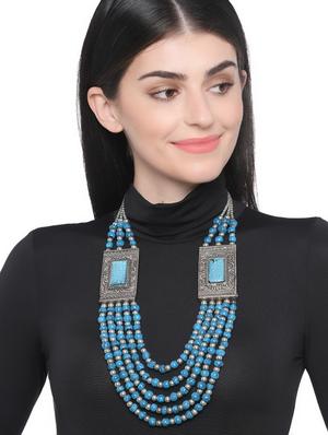 blue metal long necklace - 16829888 - Standard Image - 3