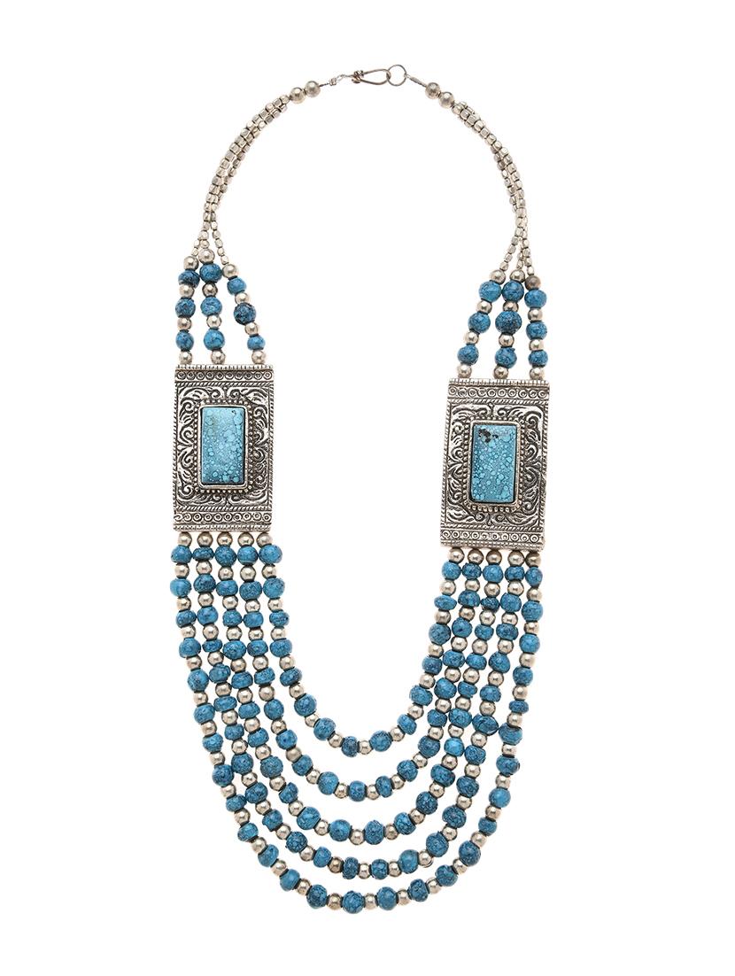blue metal long necklace - 16829888 - Zoom Image - 2