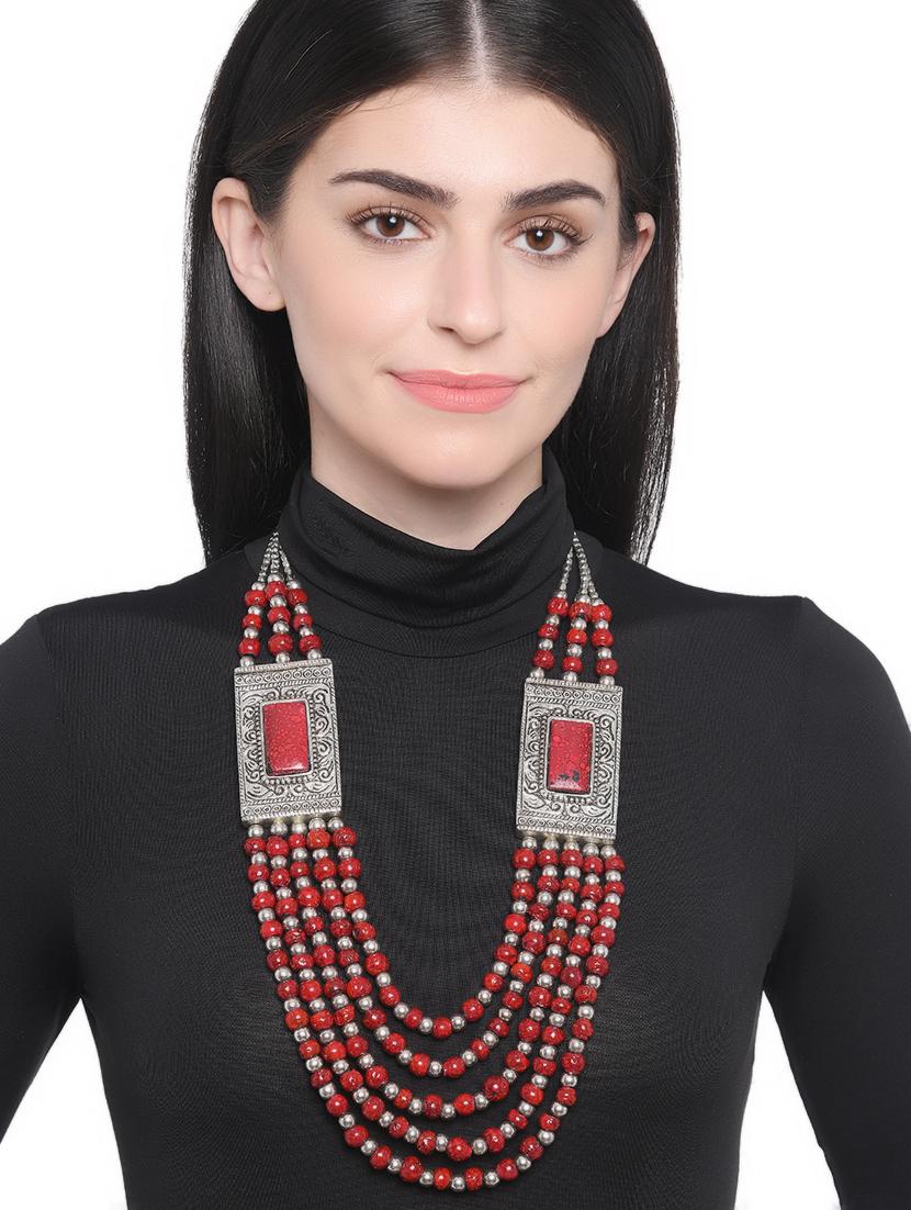 red metal long necklace - 16829889 - Zoom Image - 3