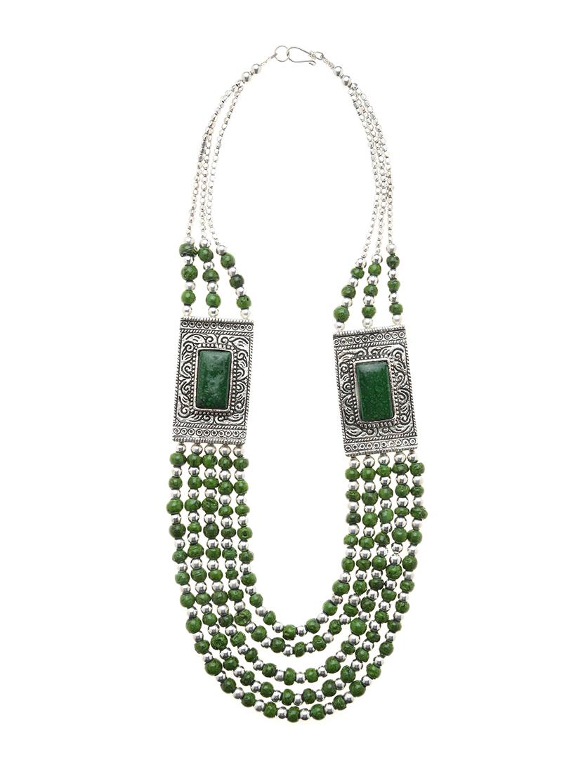 green metal long necklace - 16829890 - Zoom Image - 2